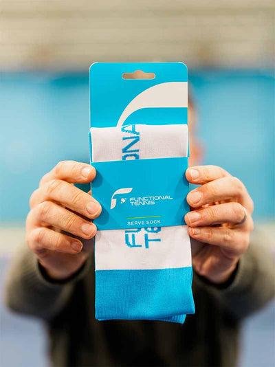 Serve sock in its packaging held in hands