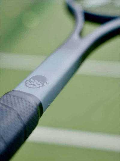 Close up of the Tennis Mentor Logo on the Saber