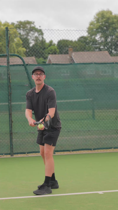 Video of  The Tennis Mentor stirking with his unique Saber
