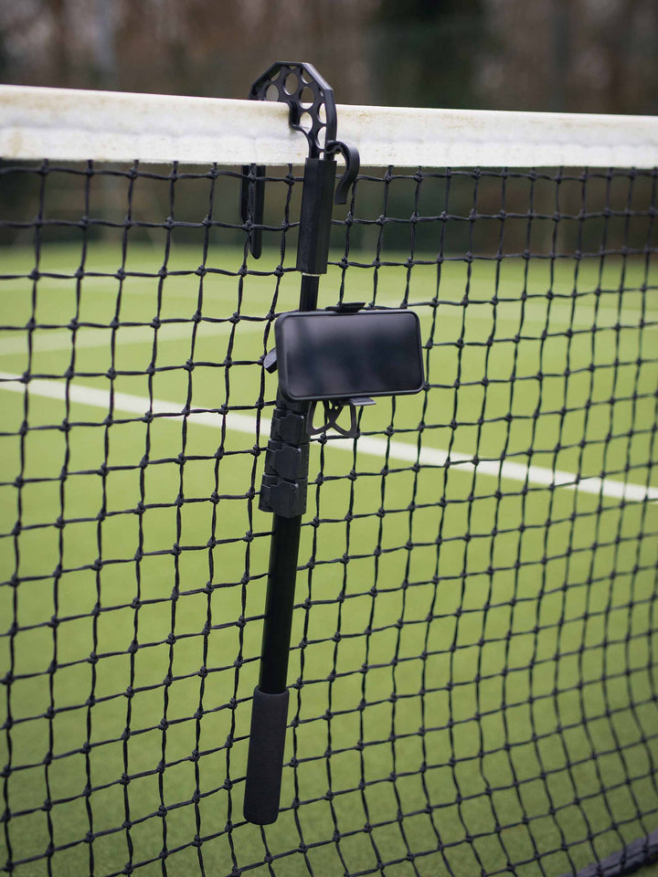Supporto Per Recinzione Per Telefono E Action Cam – Con Ombrellino Antiriflesso, Acciaio Carbonio, Stabile E Antivibrazioni – Per Tennis, Calcio, Baseball E Sport Da Esterno